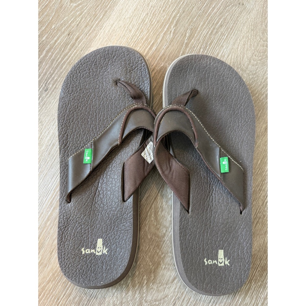 Sanuk Beer Cozy Brown Yoga Mat Flip Flops Mens Size 10 Sandals